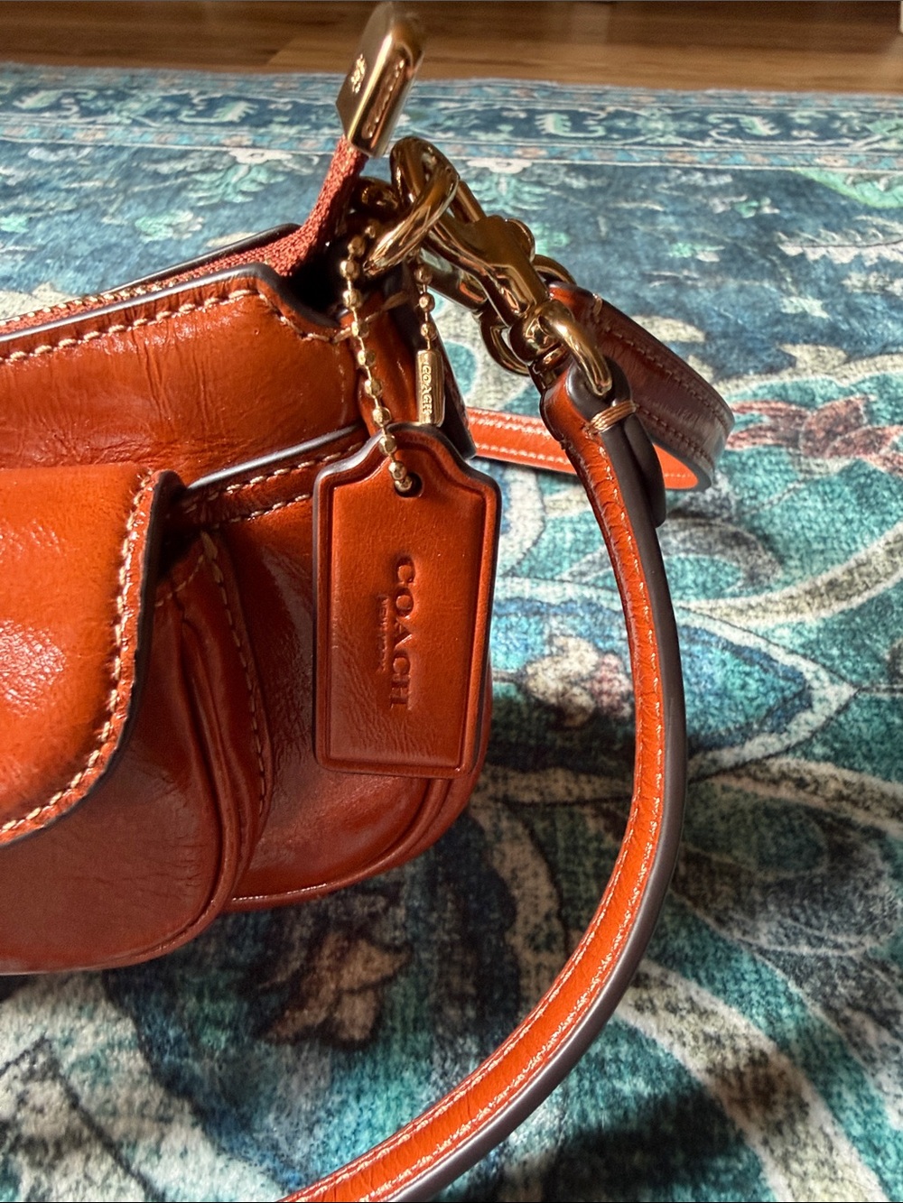Women's coach cinnamon Leather Crossbody Bag with Front Buckle Pocket - Picture 3 of 16